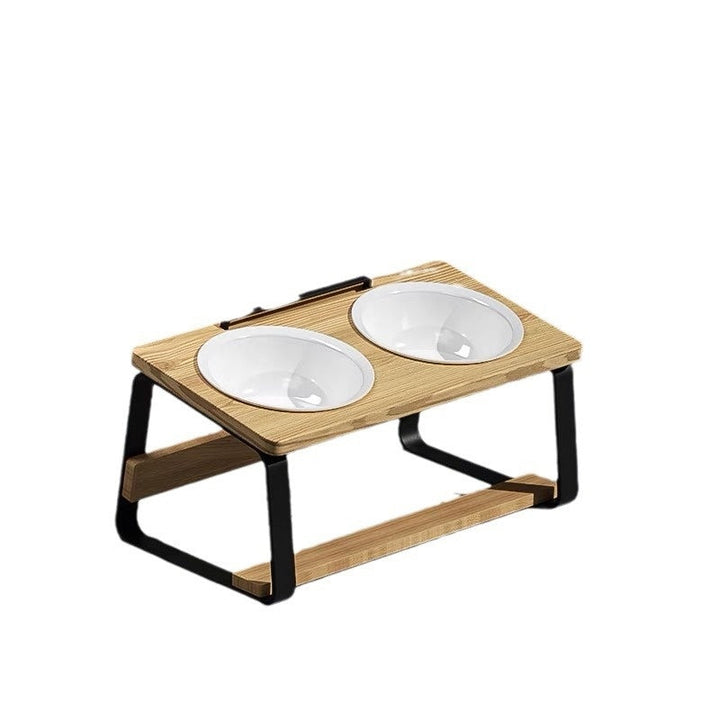Ceramic Double Bowl Pet Feeding Stand: The Perfect Dining Experience for Your Feline Friend